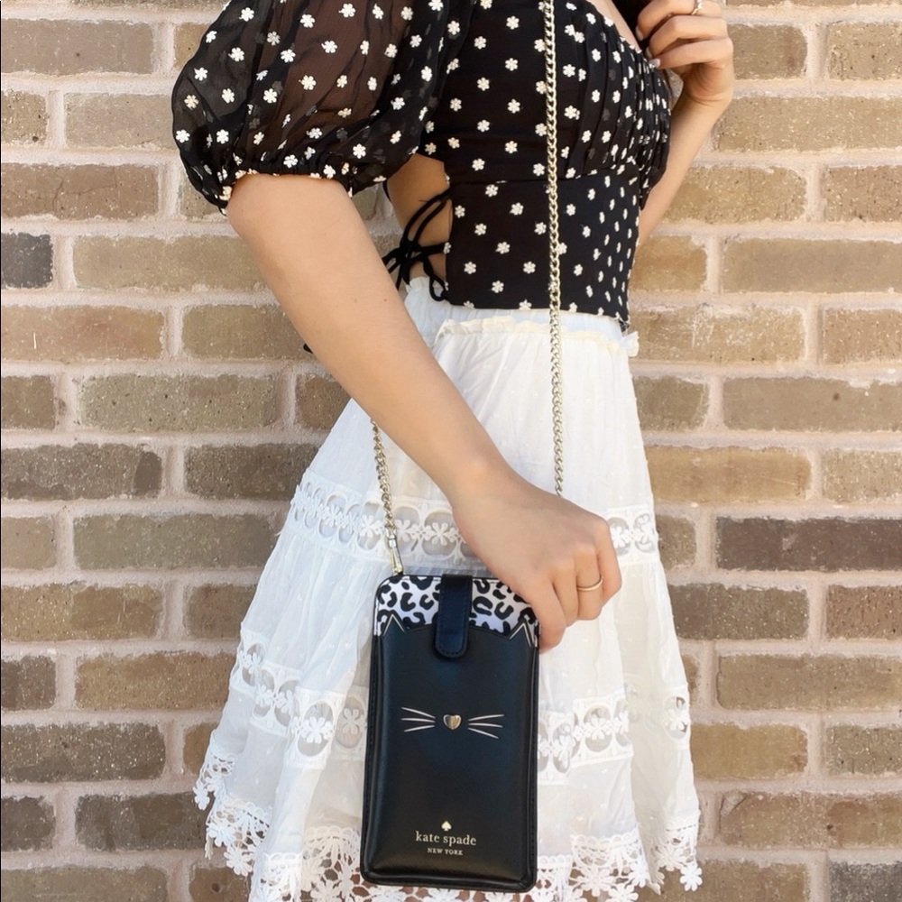 Kate Spade Meow Cat North South Tab Phone Crossbody - Picture 1 of 4